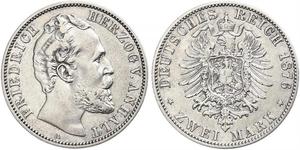 2 Mark Anhalt-Dessau (1603 -1863) / Anhalt (1806 - 1918) Plata Frederick I, Duke of Anhalt (1831-1904)