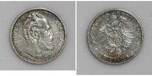 2 Mark Anhalt-Dessau (1603 -1863) / Anhalt (1806 - 1918) Plata Frederick I, Duke of Anhalt (1831-1904)