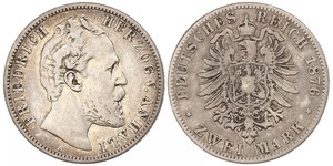 2 Mark Anhalt-Dessau (1603 -1863) / Anhalt (1806 - 1918) Plata Frederick I, Duke of Anhalt (1831-1904)