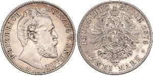 2 Mark Anhalt-Dessau (1603 -1863) / Anhalt (1806 - 1918) Plata Frederick I, Duke of Anhalt (1831-1904)