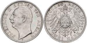 2 Mark Anhalt-Dessau (1603 -1863) / Anhalt (1806 - 1918) Plata Federico II de Anhalt(1856 – 1918)