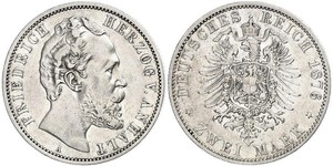 2 Mark Anhalt-Dessau (1603 -1863) / Anhalt (1806 - 1918) Plata Frederick I, Duke of Anhalt (1831-1904)