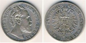 2 Mark Anhalt-Dessau (1603 -1863) / Anhalt (1806 - 1918) Plata Frederick I, Duke of Anhalt (1831-1904)