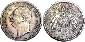 2 Mark Anhalt-Dessau (1603 -1863) / Anhalt (1806 - 1918) Plata Federico II de Anhalt(1856 – 1918)