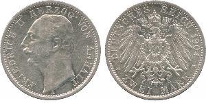 2 Mark Anhalt-Dessau (1603 -1863) / Anhalt (1806 - 1918) Plata Federico II de Anhalt(1856 – 1918)