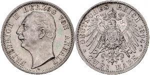 2 Mark Anhalt-Dessau (1603 -1863) / Anhalt (1806 - 1918) Plata Federico II de Anhalt(1856 – 1918)