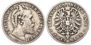 2 Mark Anhalt-Dessau (1603 -1863) / Anhalt (1806 - 1918) Plata Frederick I, Duke of Anhalt (1831-1904)