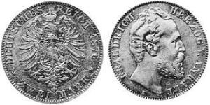 2 Mark Anhalt-Dessau (1603 -1863) / Anhalt (1806 - 1918) Plata Frederick I, Duke of Anhalt (1831-1904)