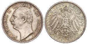 2 Mark Anhalt-Dessau (1603 -1863) / Anhalt (1806 - 1918) Plata Federico II de Anhalt(1856 – 1918)