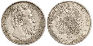 2 Mark Anhalt-Dessau (1603 -1863) / Anhalt (1806 - 1918) Plata Frederick I, Duke of Anhalt (1831-1904)