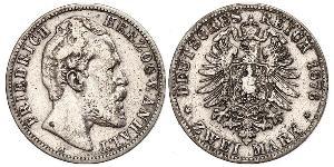 2 Mark Anhalt-Dessau (1603 -1863) / Anhalt (1806 - 1918) Plata Frederick I, Duke of Anhalt (1831-1904)