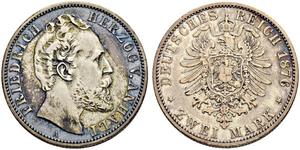 2 Mark Anhalt-Dessau (1603 -1863) / Anhalt (1806 - 1918) Plata Frederick I, Duke of Anhalt (1831-1904)