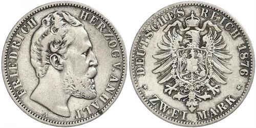 2 Mark Anhalt-Dessau (1603 -1863) / Anhalt (1806 - 1918) Plata Frederick I, Duke of Anhalt (1831-1904)