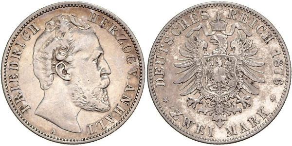 2 Mark Anhalt-Dessau (1603 -1863) / Anhalt (1806 - 1918) Plata Frederick I, Duke of Anhalt (1831-1904)