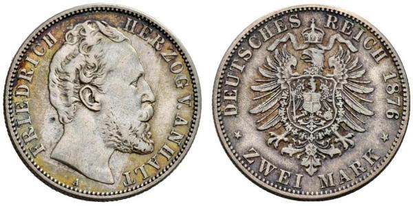 2 Mark Anhalt-Dessau (1603 -1863) / Anhalt (1806 - 1918) Plata Frederick I, Duke of Anhalt (1831-1904)