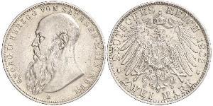 2 Mark Ducado de Sajonia-Meiningen (1680 - 1918) Plata Jorge II de Sajonia-Meiningen