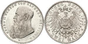 2 Mark Ducado de Sajonia-Meiningen (1680 - 1918) Plata Jorge II de Sajonia-Meiningen