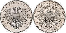 2 Mark Free City of Lübeck Plata 