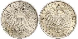 2 Mark Free City of Lübeck Plata 