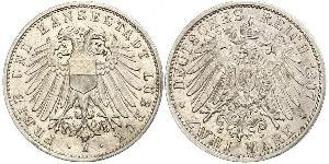 2 Mark Free City of Lübeck Plata 
