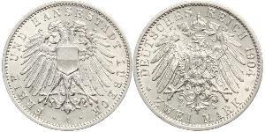 2 Mark Free City of Lübeck Plata 