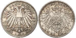2 Mark Free City of Lübeck Plata 