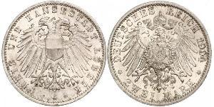 2 Mark Free City of Lübeck Plata 