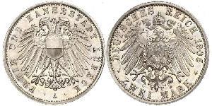 2 Mark Free City of Lübeck Plata 