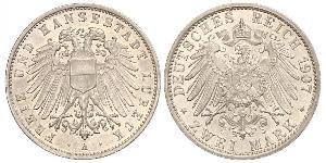 2 Mark Free City of Lübeck Plata 