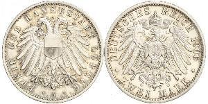 2 Mark Free City of Lübeck Plata 