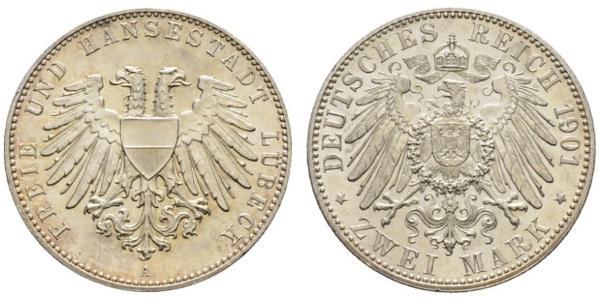 2 Mark Free City of Lübeck Plata 