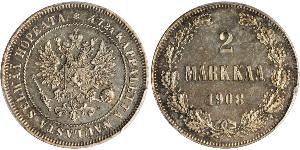 2 Mark Gran Ducado de Finlandia (1809 - 1917) Plata Alejandro III (1845 -1894)