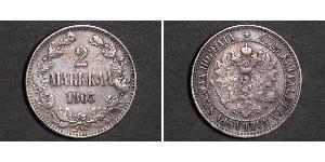 2 Mark Gran Ducado de Finlandia (1809 - 1917) Plata Alejandro III (1845 -1894)