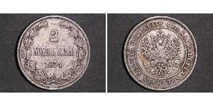 2 Mark Gran Ducado de Finlandia (1809 - 1917) Plata Alejandro III (1845 -1894)