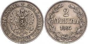 2 Mark Gran Ducado de Finlandia (1809 - 1917) Plata Alejandro III (1845 -1894)