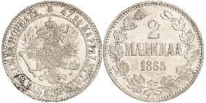 2 Mark Gran Ducado de Finlandia (1809 - 1917) Plata Alejandro III (1845 -1894)