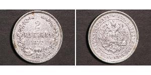 2 Mark Gran Ducado de Finlandia (1809 - 1917) Plata Alejandro III (1845 -1894)