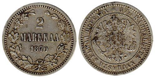 2 Mark Gran Ducado de Finlandia (1809 - 1917) Plata Alejandro III (1845 -1894)