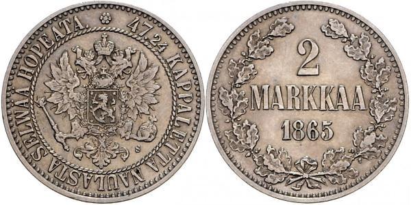 2 Mark Gran Ducado de Finlandia (1809 - 1917) Plata Alejandro III (1845 -1894)