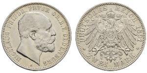 2 Mark Grand Duchy of Oldenburg (1814 - 1918) Plata Pedro II de Oldenburgo (1827 - 1900)