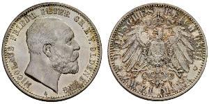 2 Mark Grand Duchy of Oldenburg (1814 - 1918) Plata Pedro II de Oldenburgo (1827 - 1900)