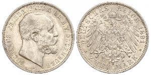 2 Mark Grand Duchy of Oldenburg (1814 - 1918) Plata Pedro II de Oldenburgo (1827 - 1900)
