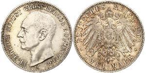 2 Mark Grand Duchy of Oldenburg (1814 - 1918) Plata Federico Augusto III de Sajonia (1865-1932)