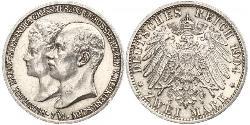 2 Mark Mecklemburgo-Schwerin (1352-1918) Plata Frederick Francis IV, Grand Duke of Mecklenburg (1882 - 1945)