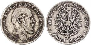 2 Mark Mecklemburgo-Schwerin (1352-1918) Plata Federico Francisco II de Mecklemburgo-Schwerin