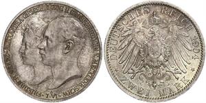 2 Mark Mecklemburgo-Schwerin (1352-1918) Plata Frederick Francis IV, Grand Duke of Mecklenburg (1882 - 1945)