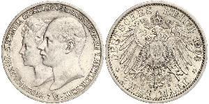 2 Mark Mecklemburgo-Schwerin (1352-1918) Plata Frederick Francis IV, Grand Duke of Mecklenburg (1882 - 1945)