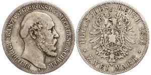 2 Mark Mecklemburgo-Schwerin (1352-1918) Plata Federico Francisco II de Mecklemburgo-Schwerin