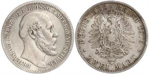 2 Mark Mecklemburgo-Schwerin (1352-1918) Plata Federico Francisco II de Mecklemburgo-Schwerin