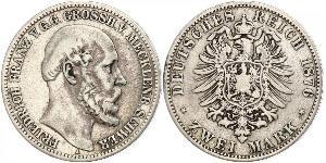 2 Mark Mecklemburgo-Schwerin (1352-1918) Plata Federico Francisco II de Mecklemburgo-Schwerin